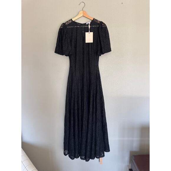 REFORMATION Waller Lace Black Knit Maxi Dress Size Small NWT - Picture 4 of 9